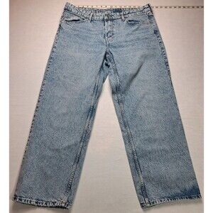 H&M &Denim Baggy Low Waist Jeans Womens US 14 Acid Wash Wide Leg